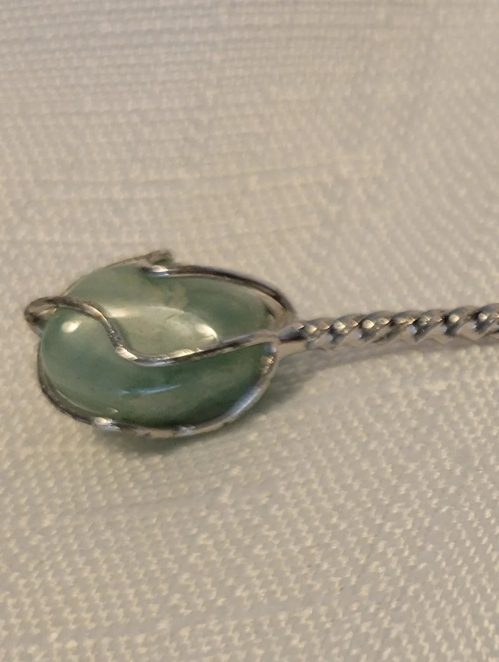 Silver Vintage Cocktail Pick Brazilian Green Stone Accent